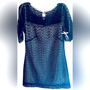 Lilly Pulitzer Dress 6 Ladies  Black lace over white Cocktail Wedding  Cruise